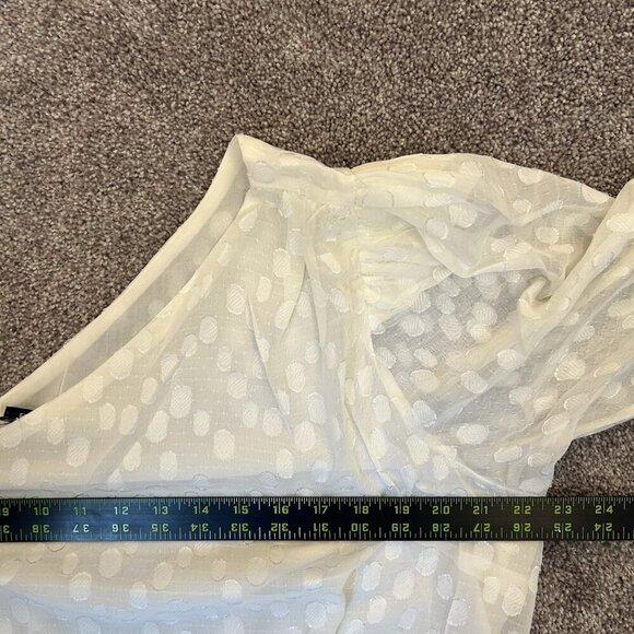 Express Women’s Polka Dot One Shoulder Banded Bottom Top Swan Size XL NWT $68 - Picture 12 of 16